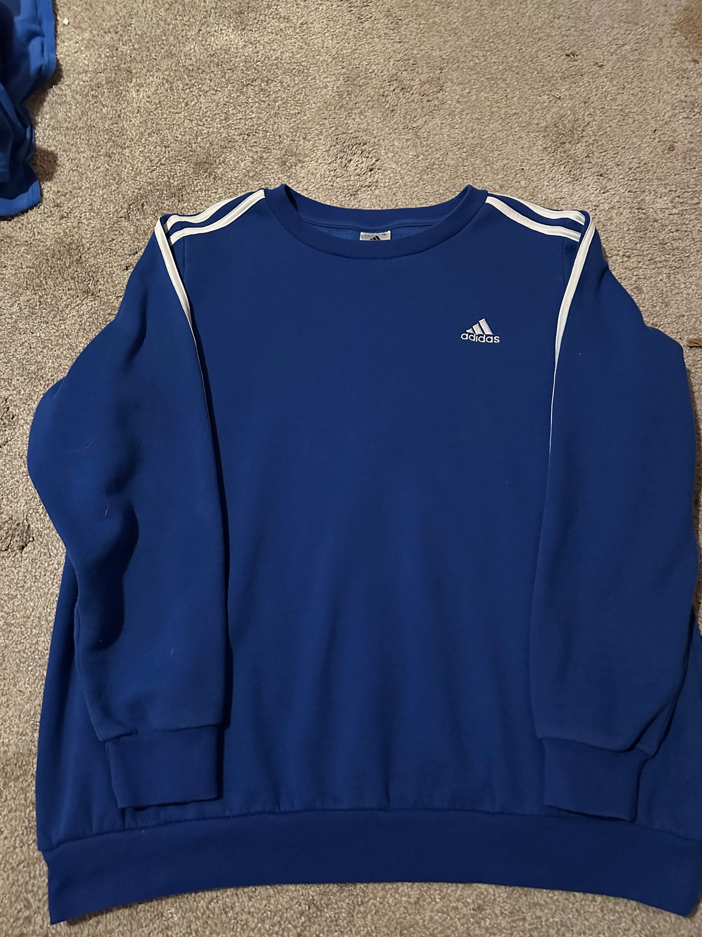 Adidas Men’s Blue Sweatshirt Striped Sleeve