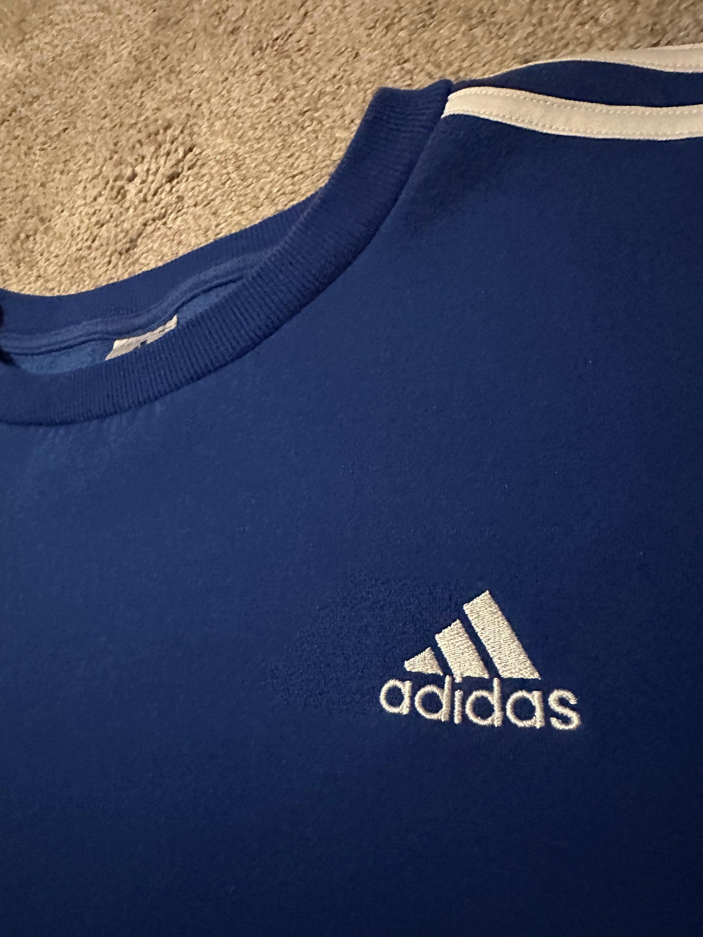 Adidas Men’s Blue Sweatshirt Striped Sleeve
